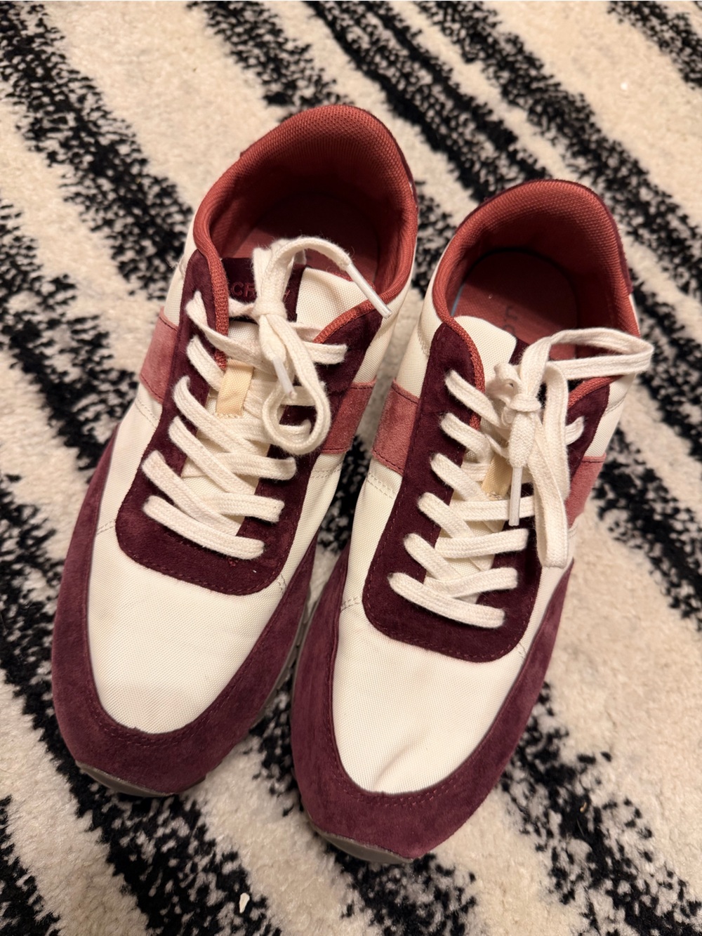 Women's J. Crew Casual Sneakers in Burgundy and White